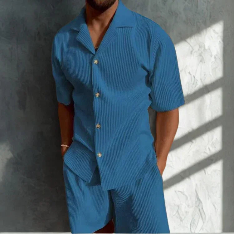 Men's Casual Set with Soft Ribbed Texture for Warm Weather Rebooters mens 2 piece set