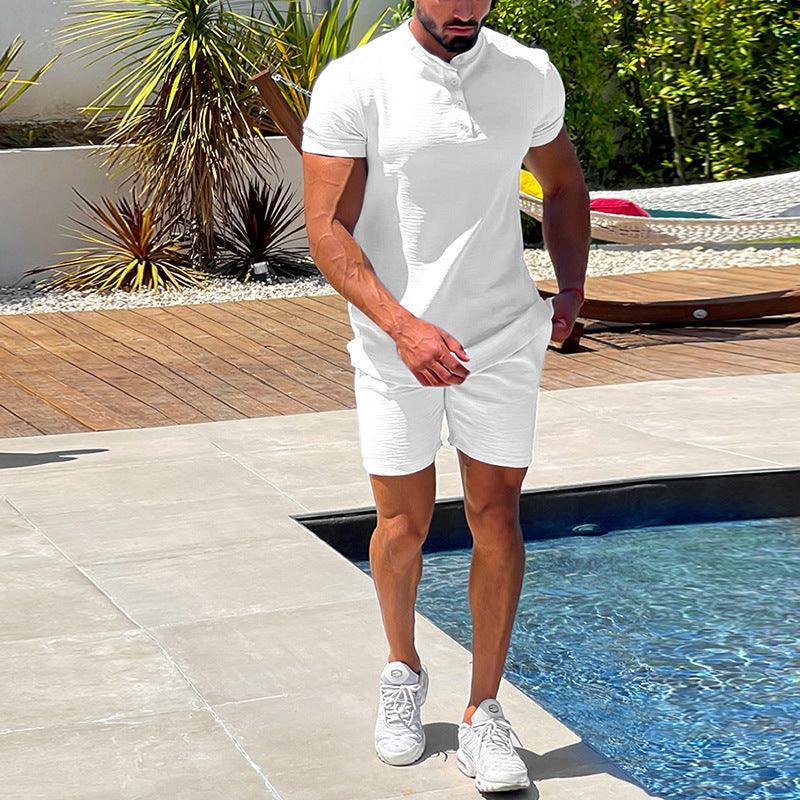 Men’s Casual Summer Set with Breathable Cotton Linen Fabric Rebooters mens 2 piece set