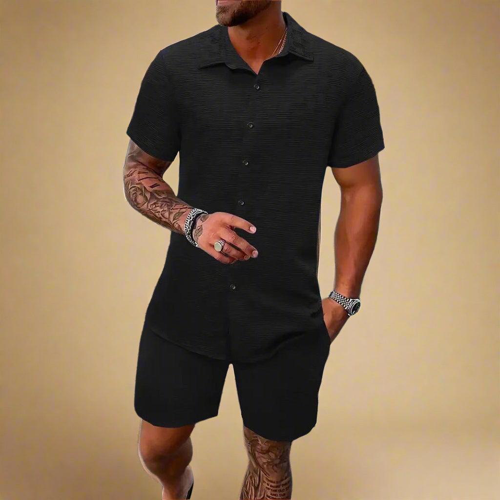 Men’s Lightweight Jacquard Pattern Two-Piece Set for Casual Comfort Rebooters mens 2 piece set