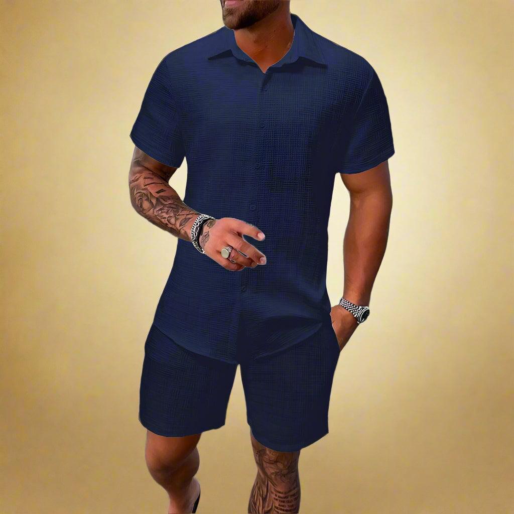 Men’s Lightweight Jacquard Pattern Two-Piece Set for Casual Comfort Rebooters mens 2 piece set