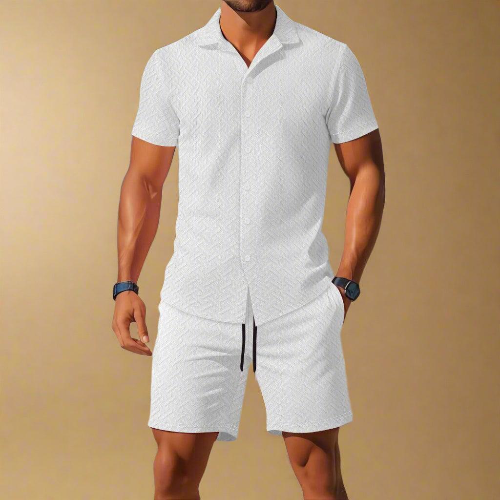 Men’s Slim Fit Embossed Cotton Casual Wear Set Rebooters mens 2 piece set