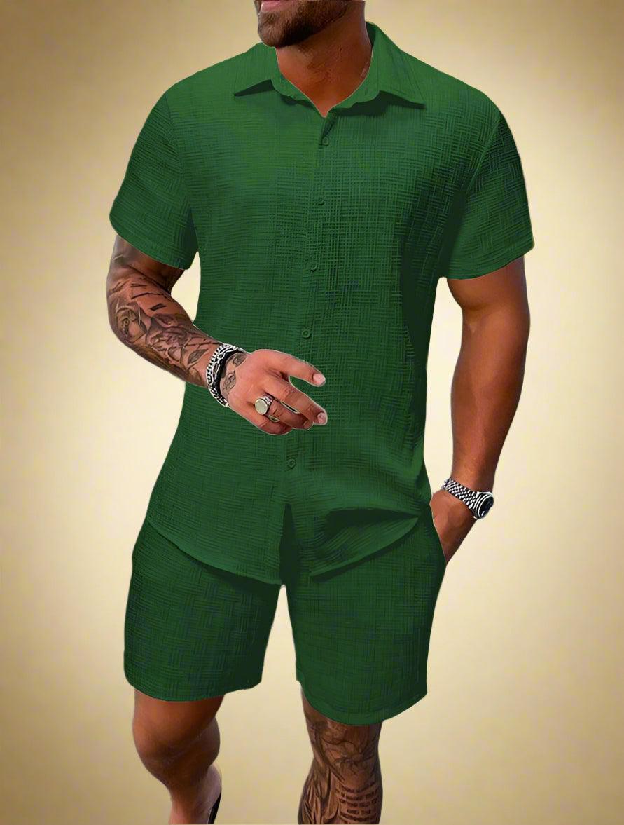 Men’s Lightweight Jacquard Pattern Two-Piece Set for Casual Comfort Rebooters mens 2 piece set