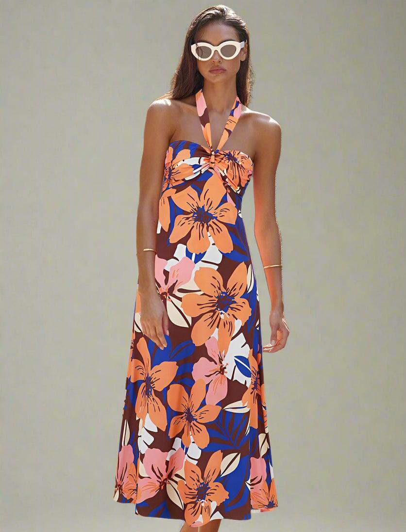 Sophia Elegant Dutch Neck Maxi Dress with Flowing Silhouette for Elegant Wear - Rebooters -Women's Dresses