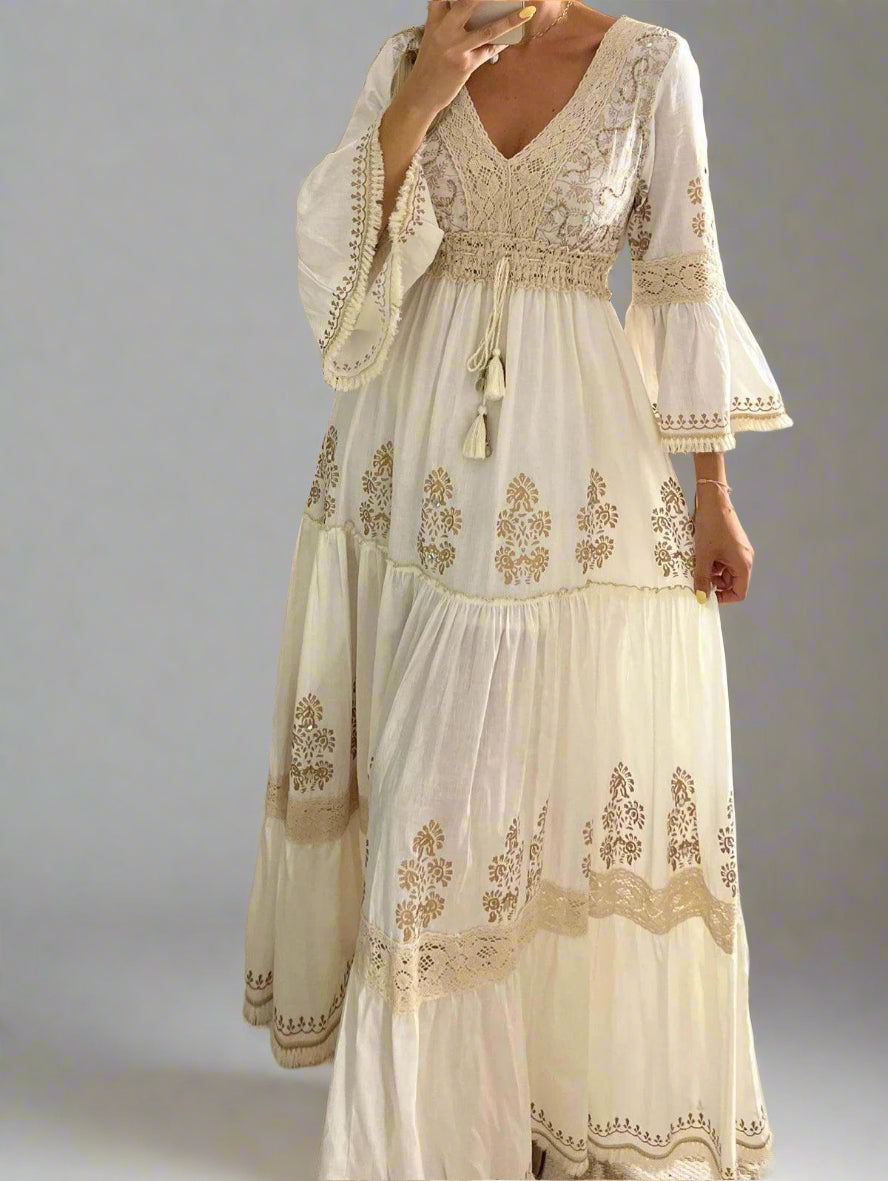 Long Dress Women Summer Boho Lace Dresses Female Beach - Rebooters -Women's Dresses