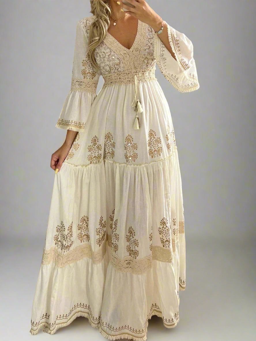 Long Dress Women Summer Boho Lace Dresses Female Beach - Rebooters -Women's Dresses