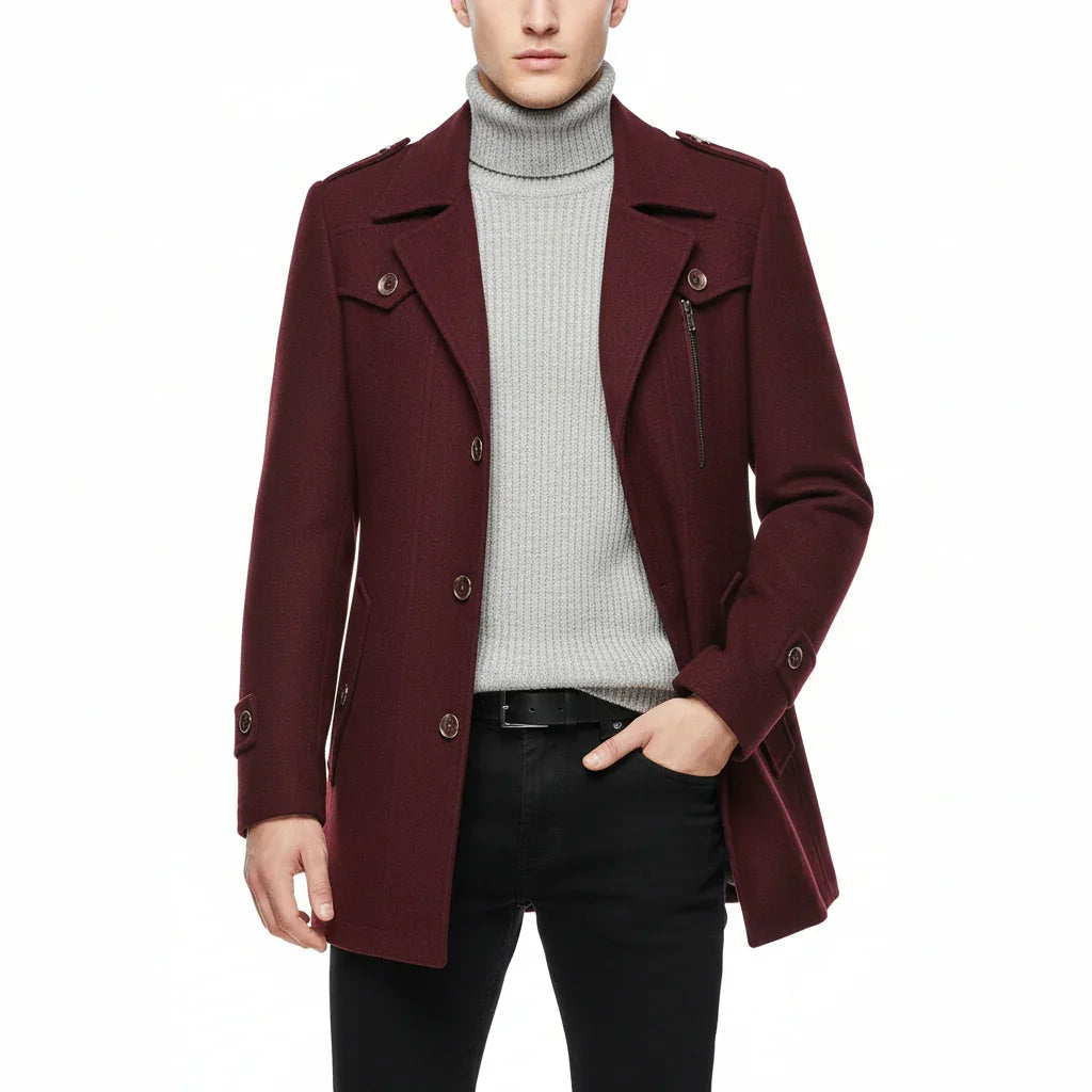 Men's Coat Winter Warm Jacket Akira Stylish Wool Blend - Rebooters