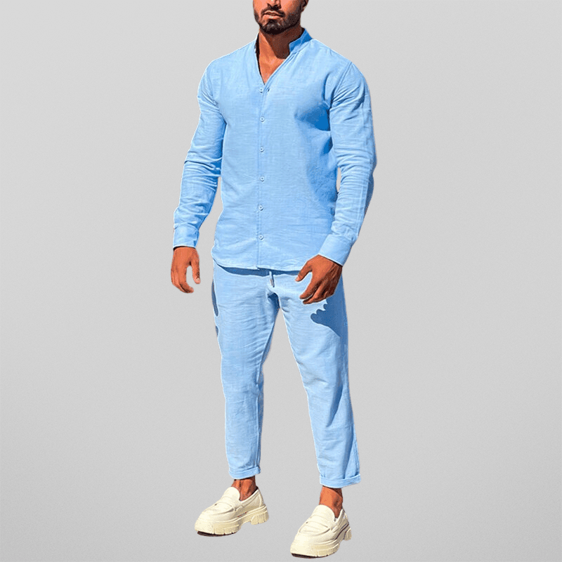 Men’s Slim Fit Linen Set for Stylish Summer Comfort Rebooters mens 2 piece set