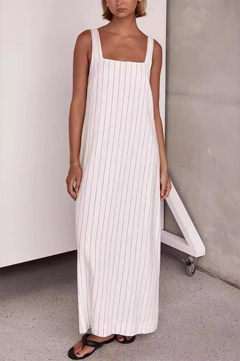 Ashley Breezy Striped Square Neck Maxi Dress for Effortless Style Rebooters Maxi Women's Dresses