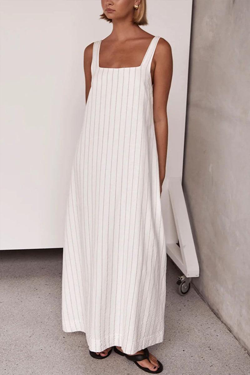 Ashley Breezy Striped Square Neck Maxi Dress for Effortless Style Rebooters Maxi Women's Dresses