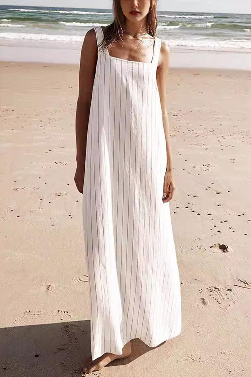 Ashley Breezy Striped Square Neck Maxi Dress for Effortless Style Rebooters Maxi Women's Dresses