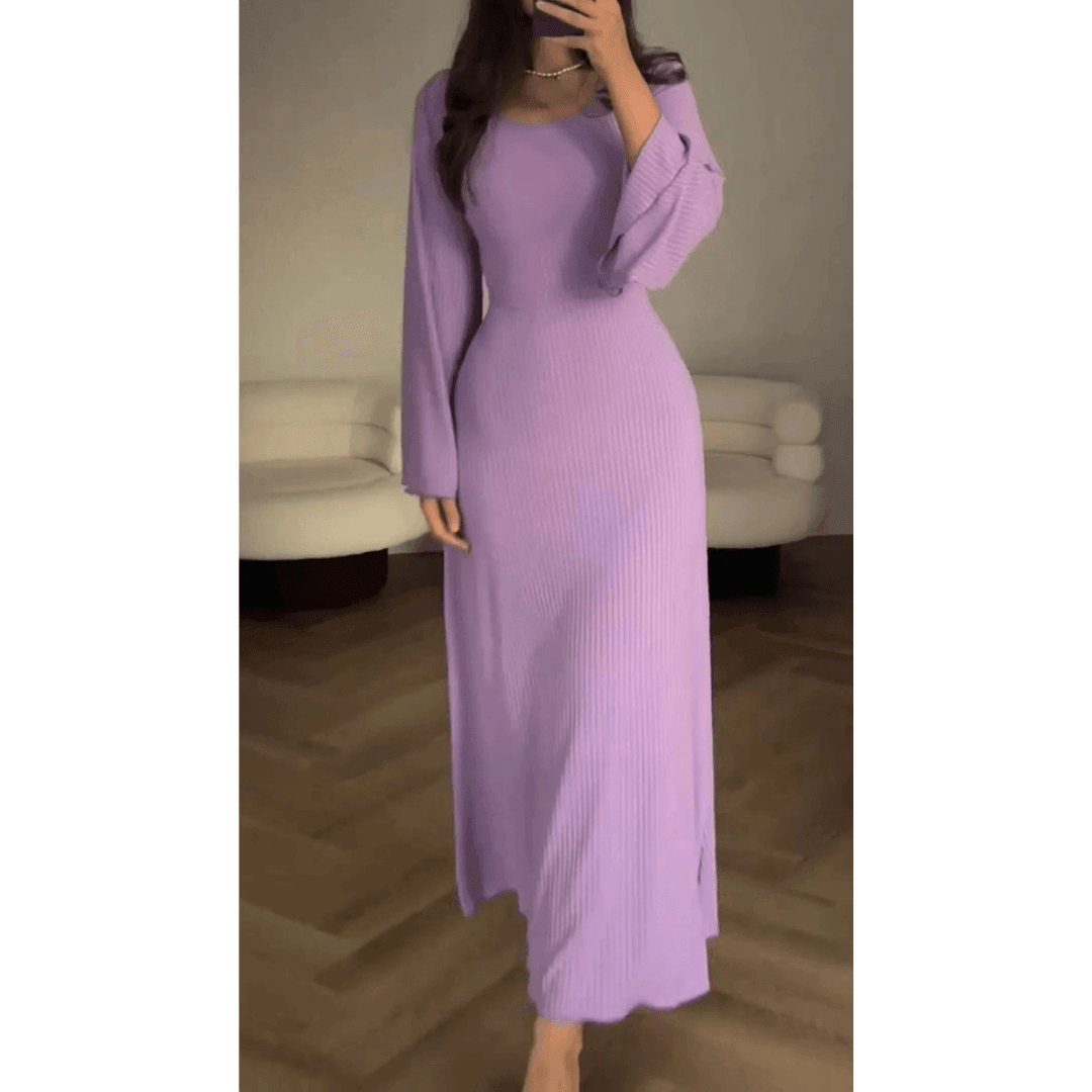 Kairi Women's Knit Maxi Dress with Flared Hem - Rebooters -Women's Dresses