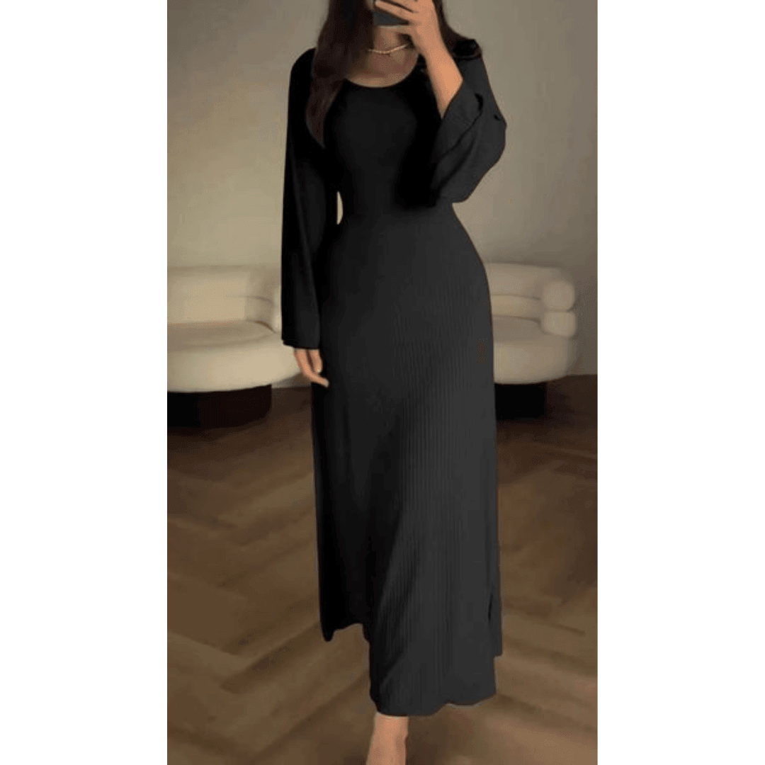Kairi Women's Knit Maxi Dress with Flared Hem - Rebooters -Women's Dresses