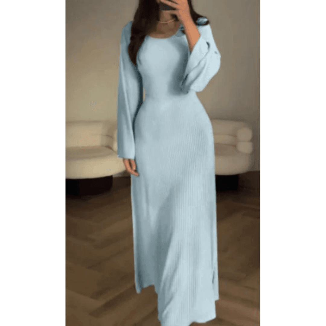 Elegant Adaline Women's Knit Maxi Dress with Flared Hem Rebooters Maxi Women's Dresses