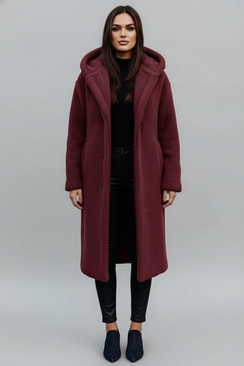 Women's Autumn Winter Woolen Long Coat for Cozy Style Red - Rebooters