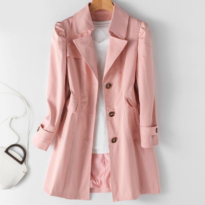Women's Modern Cut-Out Trench Coat Chic High Collar Design - Rebooters