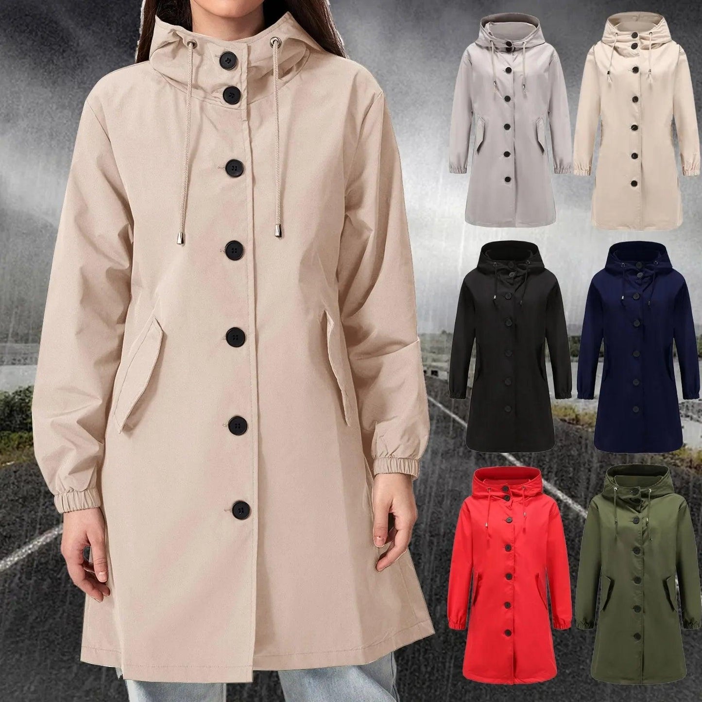 Women's Stylish Hooded Rain Jacket for All Weather - Rebooters