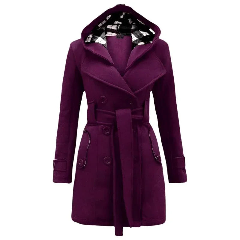 Womens Chic Hooded Peacoat for Stylish Warmth and Comfort - Rebooters