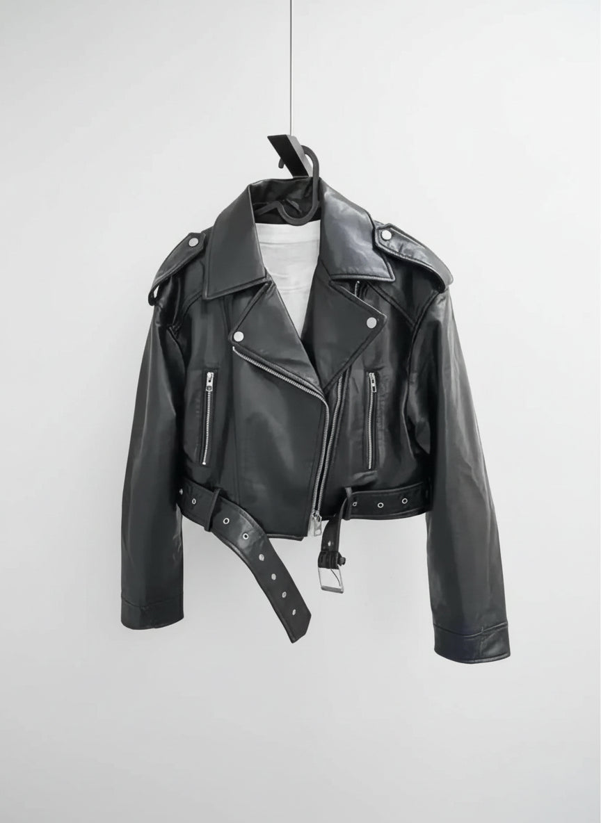 Womens Classic Retro Leather Jacket for Timeless Style - Rebooters