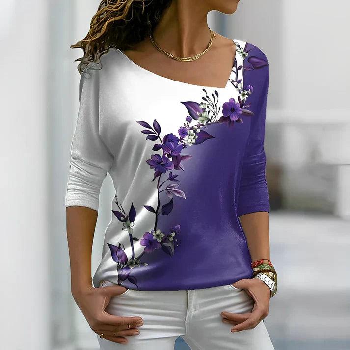 Women's Floral Contrast Short-Sleeve Top for Casual Style Rebooters Womens Shirts
