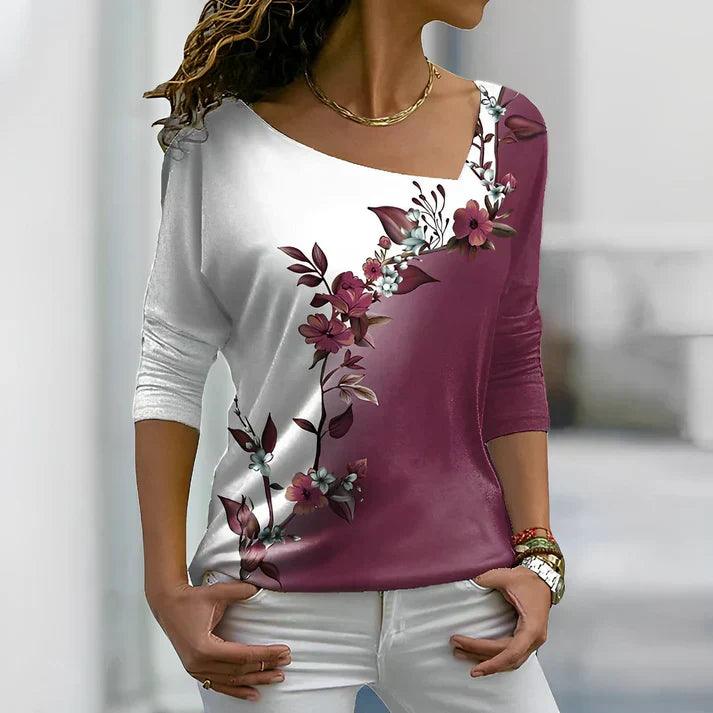 Women's Floral Contrast Short-Sleeve Top for Casual Style Rebooters Womens Shirts