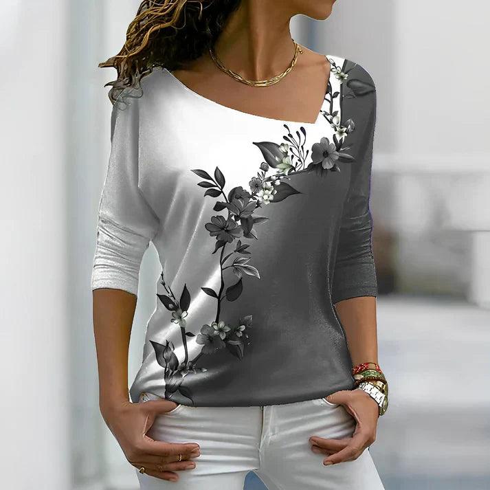 Women's Floral Contrast Short-Sleeve Top for Casual Style Rebooters Womens Shirts