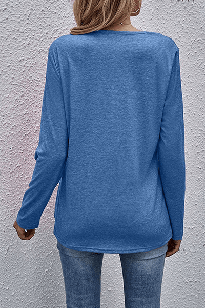 Women's Long Sleeve Top With Casual V-Neckline Style Rebooters Womens Shirts