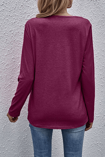 Women's Long Sleeve Top With Casual V-Neckline Style Rebooters Womens Shirts