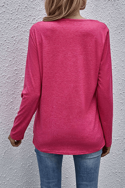 Women's Long Sleeve Top With Casual V-Neckline Style Rebooters Womens Shirts