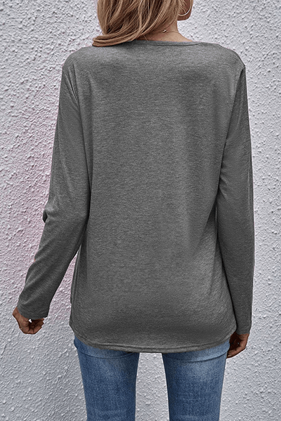 Women's Long Sleeve Top With Casual V-Neckline Style Rebooters Womens Shirts