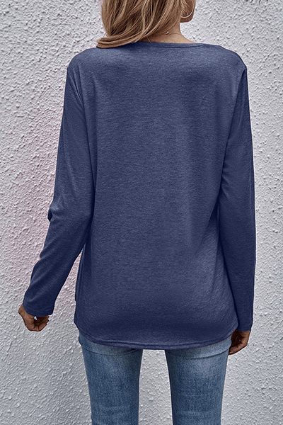 Women's Long Sleeve Top With Casual V-Neckline Style Rebooters Womens Shirts