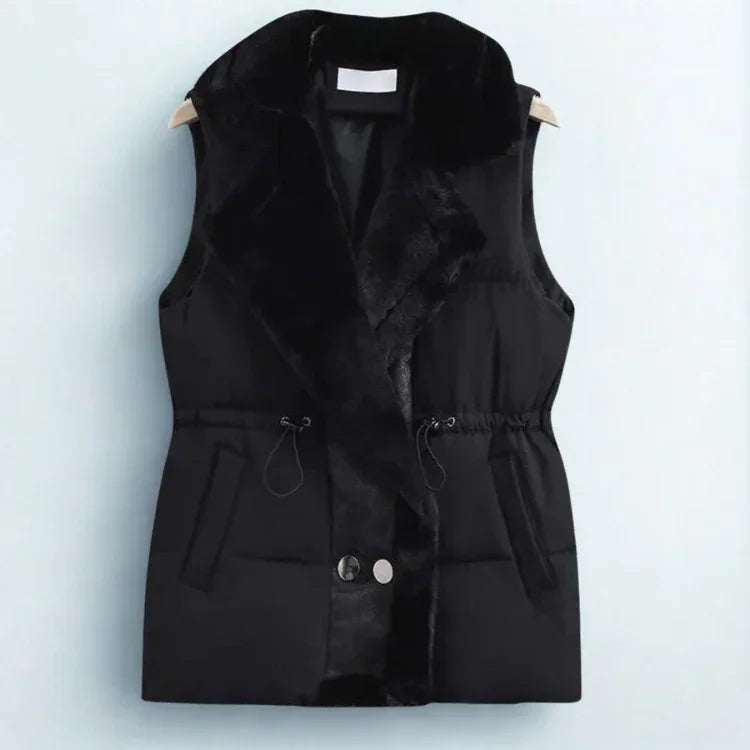 Womens Luxurious Fur-Collared Puffer Vest for Ultimate Warmth - Rebooters