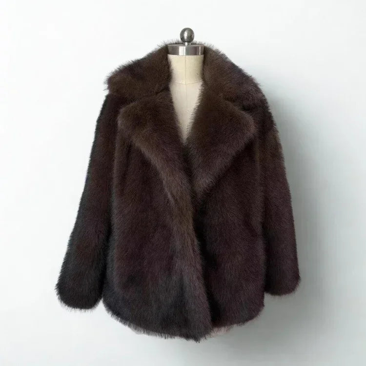 Women's Oversized Fur Coat Fluffy Faux Fox Fur Jacket - Rebooters