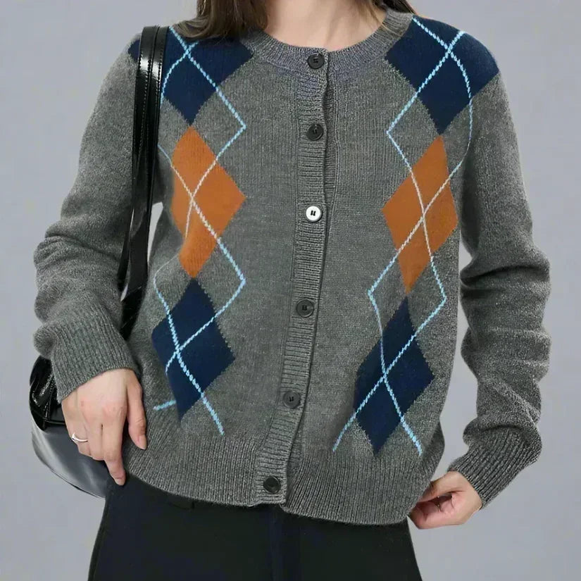 Women’s Retro Argyle Cardigan Sweater | Rebooters