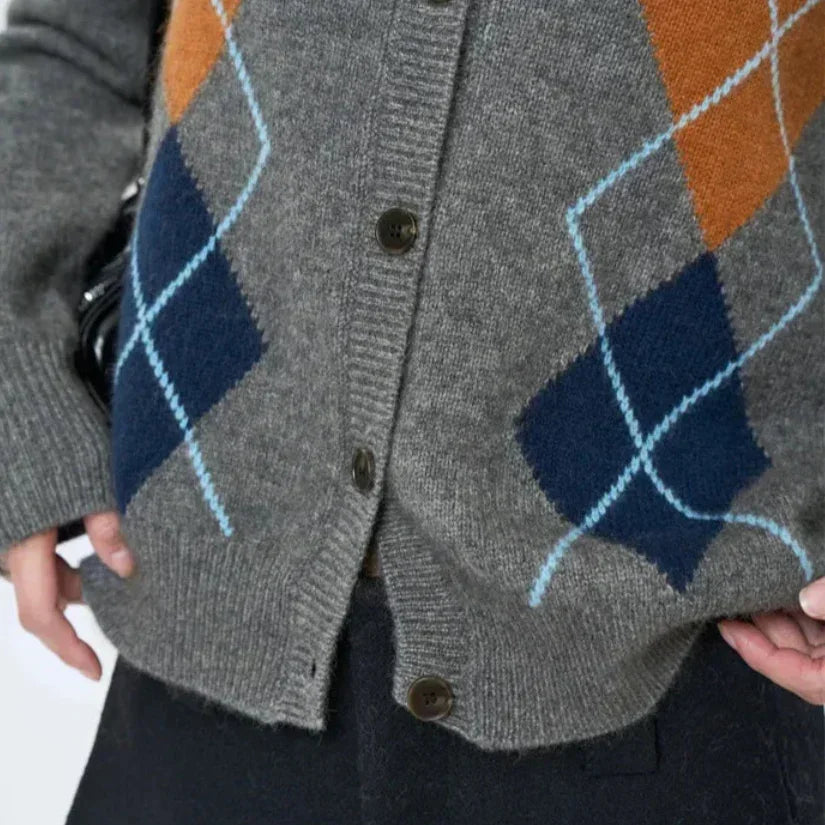 Women’s Retro Argyle Cardigan Sweater | Rebooters