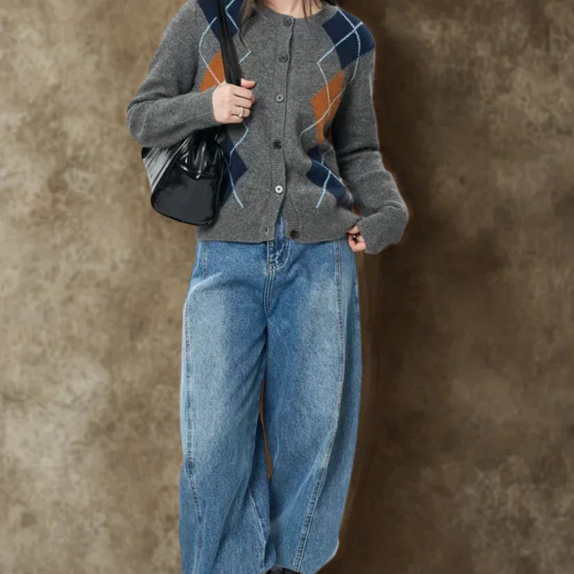 Women’s Retro Argyle Cardigan Sweater | Rebooters