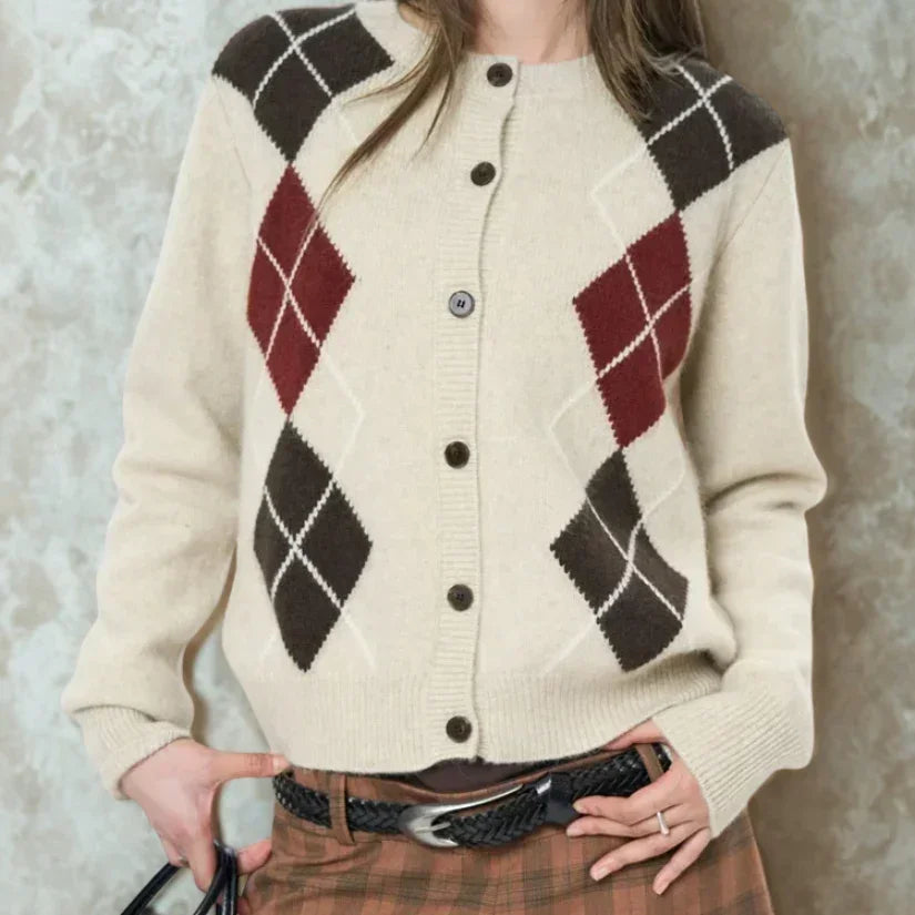 Women’s Retro Argyle Cardigan Sweater | Rebooters