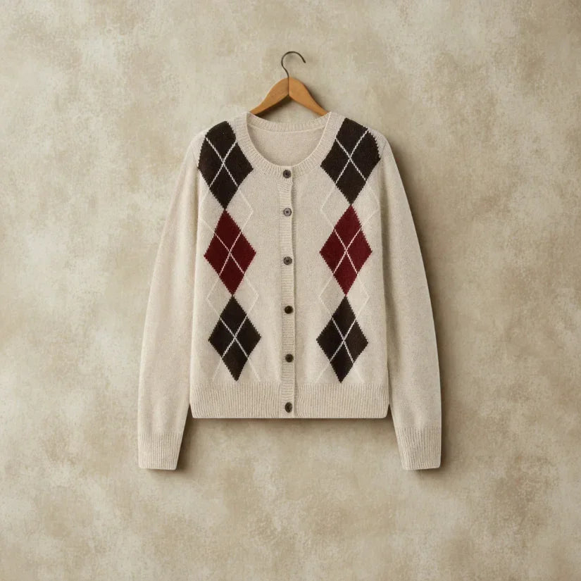 Women’s Retro Argyle Cardigan Sweater | Rebooters