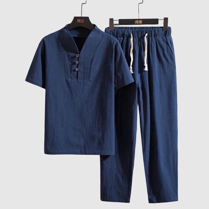 Men's Casual Short Sleeve and Loose Pants Lounge Set Rebooters mens 2 piece set