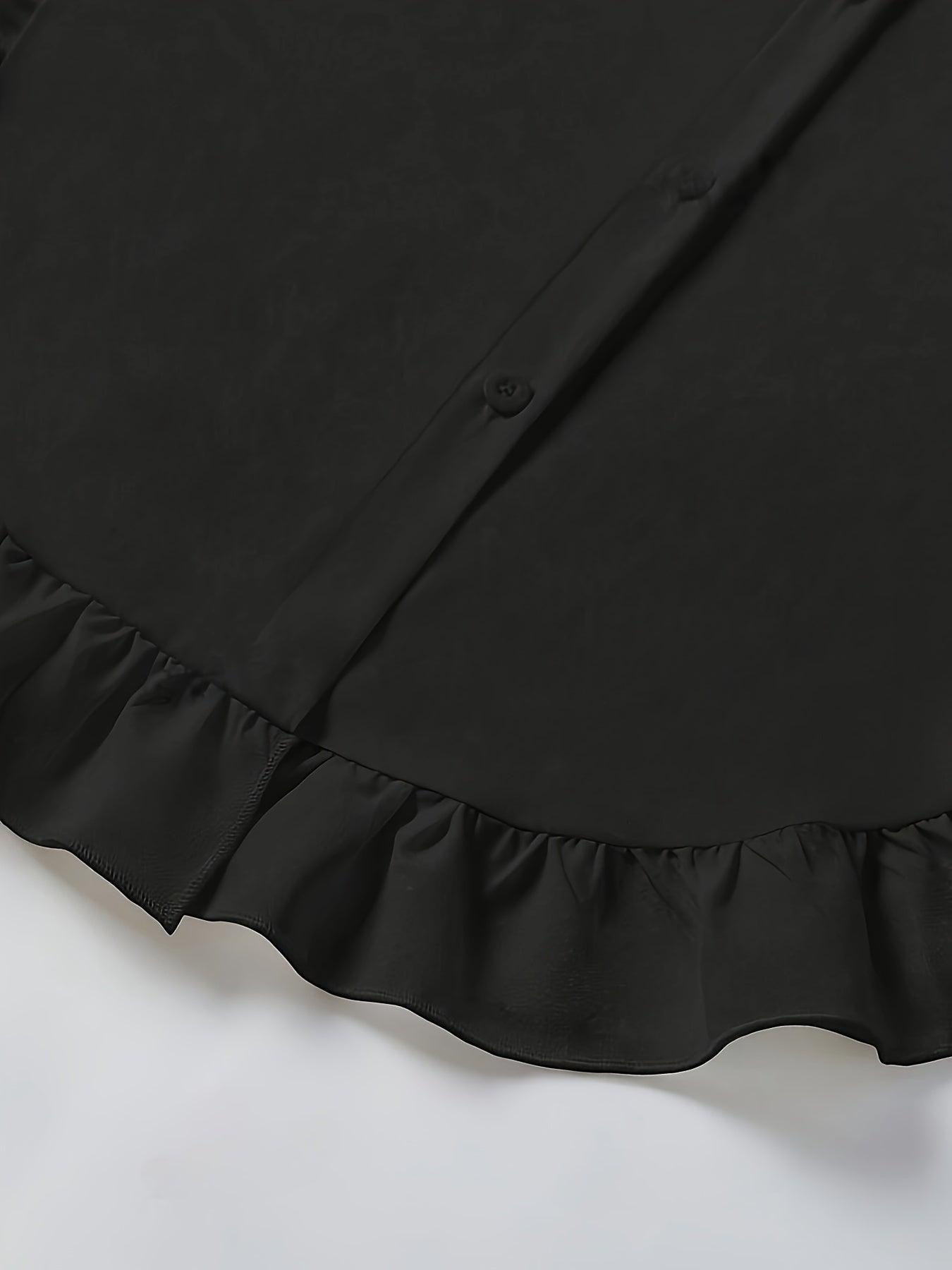 Oversized Ruffle Hem Shirt Dress For Women - Chic Style Rebooters Womens Shirts