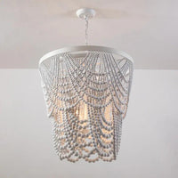 Multi-Layer Beaded Design Wooden Chandelier for Living Room | Rebooters - Rebooters