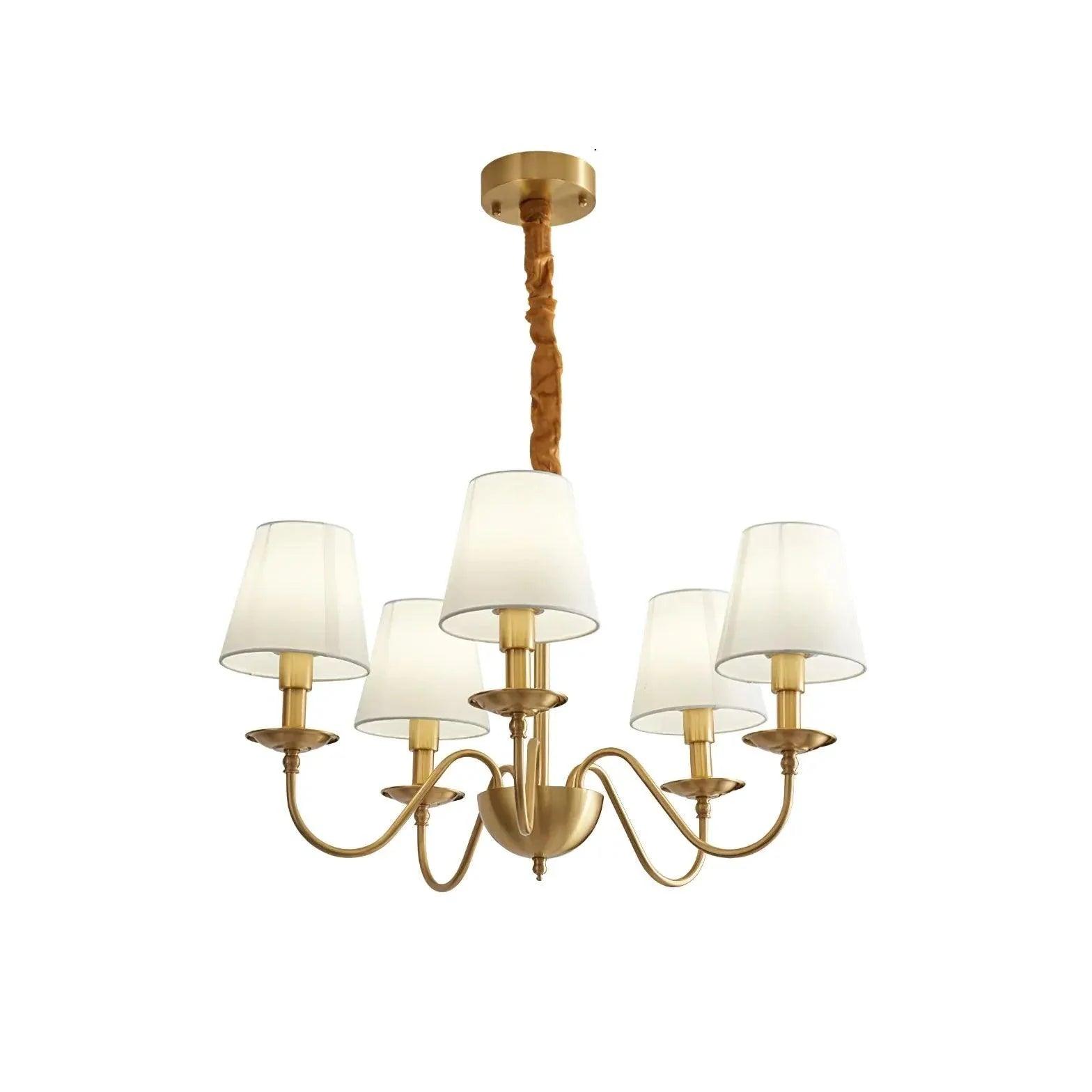 Multi-Light White Shade Gold Vintage Chandelier Pendant Light | Rebooters - Rebooters