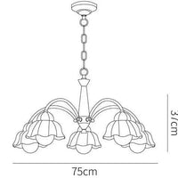 Flower-Shaped White Shade Vintage Wooden Chandelier Pendant | Rebooters - Rebooters