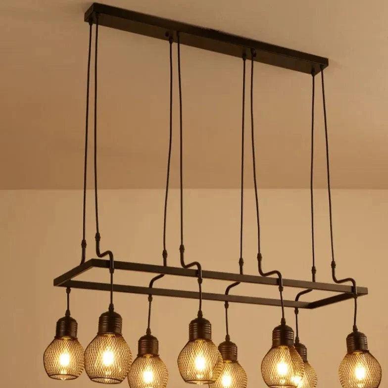 Grid Light Bulb Black Dining Room Chandelier for Elegance | Rebooters - Rebooters