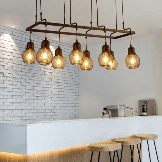Grid Light Bulb Black Dining Room Chandelier for Elegance | Rebooters - Rebooters