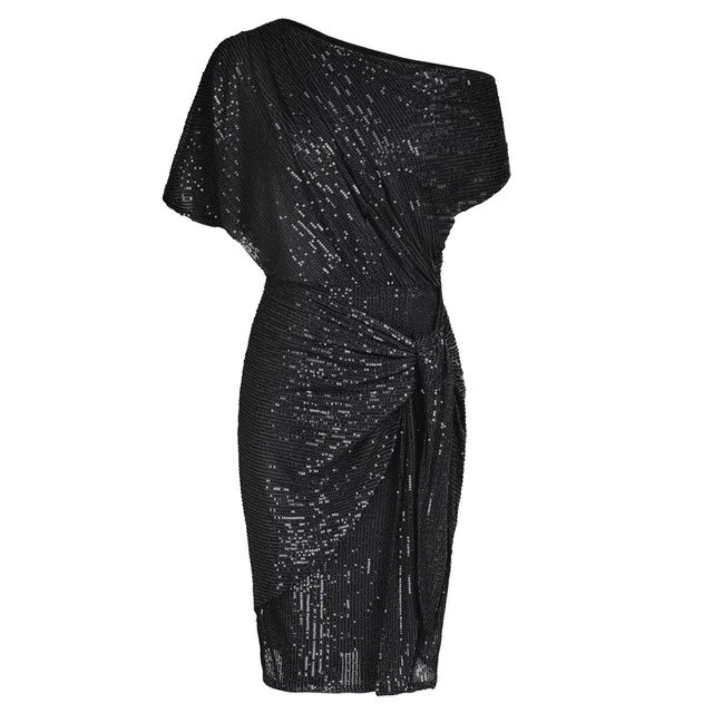 Womens Asymmetric Glitter Cocktail Dress with Sequins Shine - Rebooters -Women's Dresses