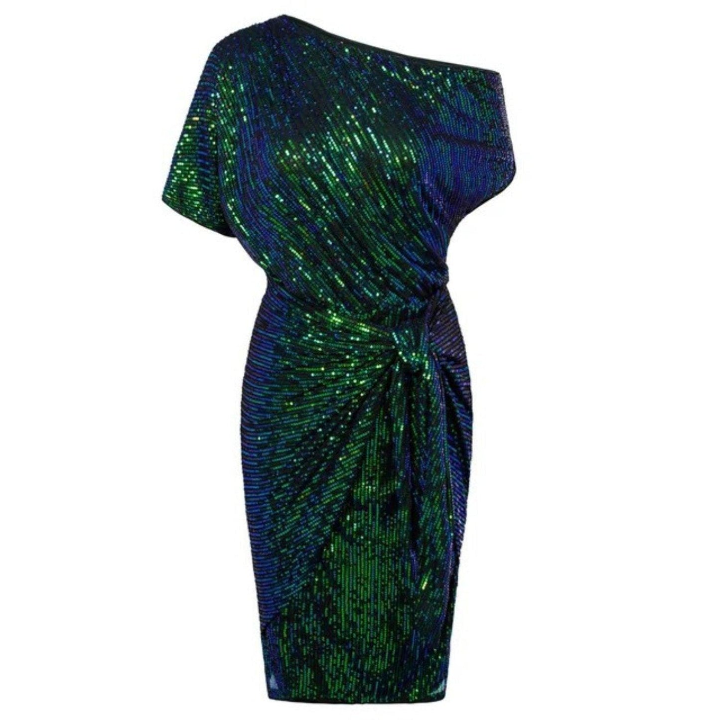 Womens Asymmetric Glitter Cocktail Dress with Sequins Shine - Rebooters -Women's Dresses