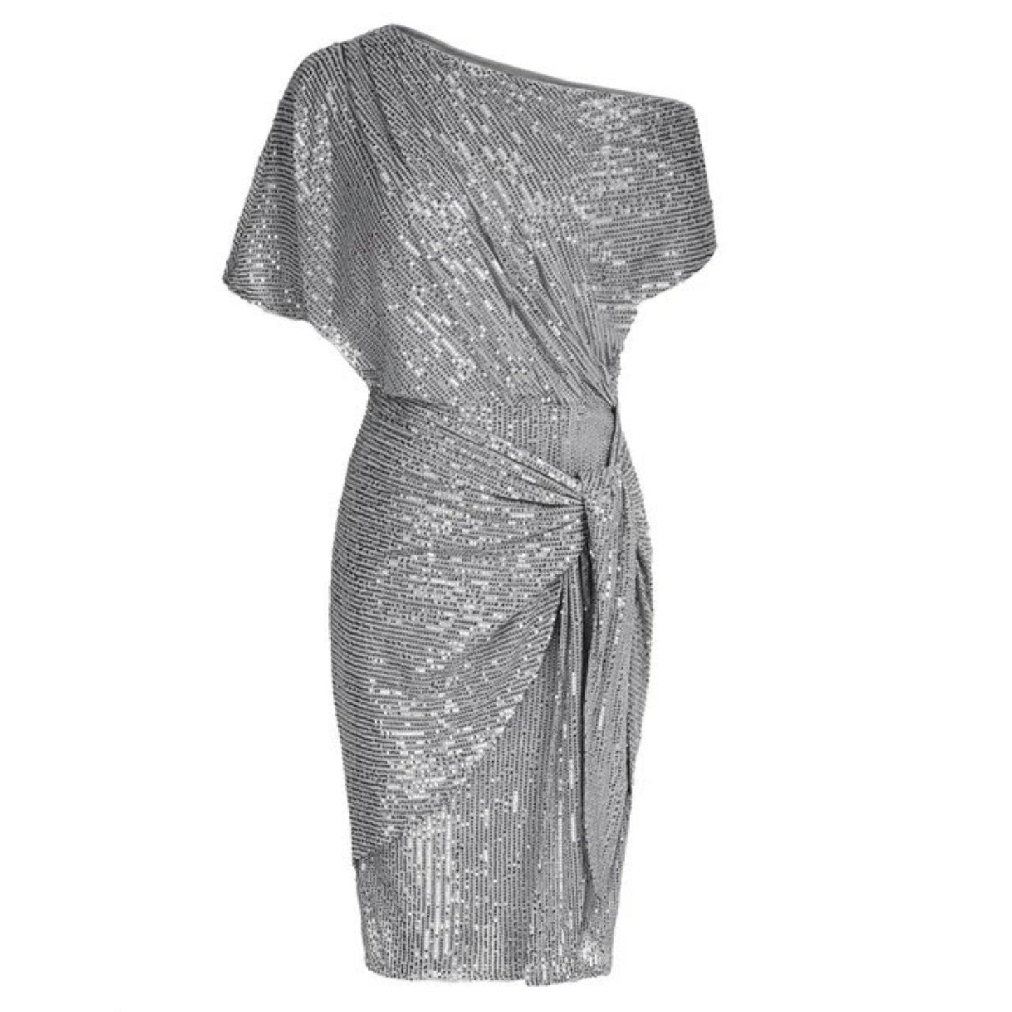 Womens Asymmetric Glitter Cocktail Dress with Sequins Shine - Rebooters -Women's Dresses