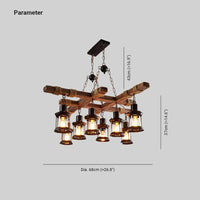 Fence Kerosene Lamp Industrial Wooden Chandelier 8 Bulbs | Rebooters - Rebooters
