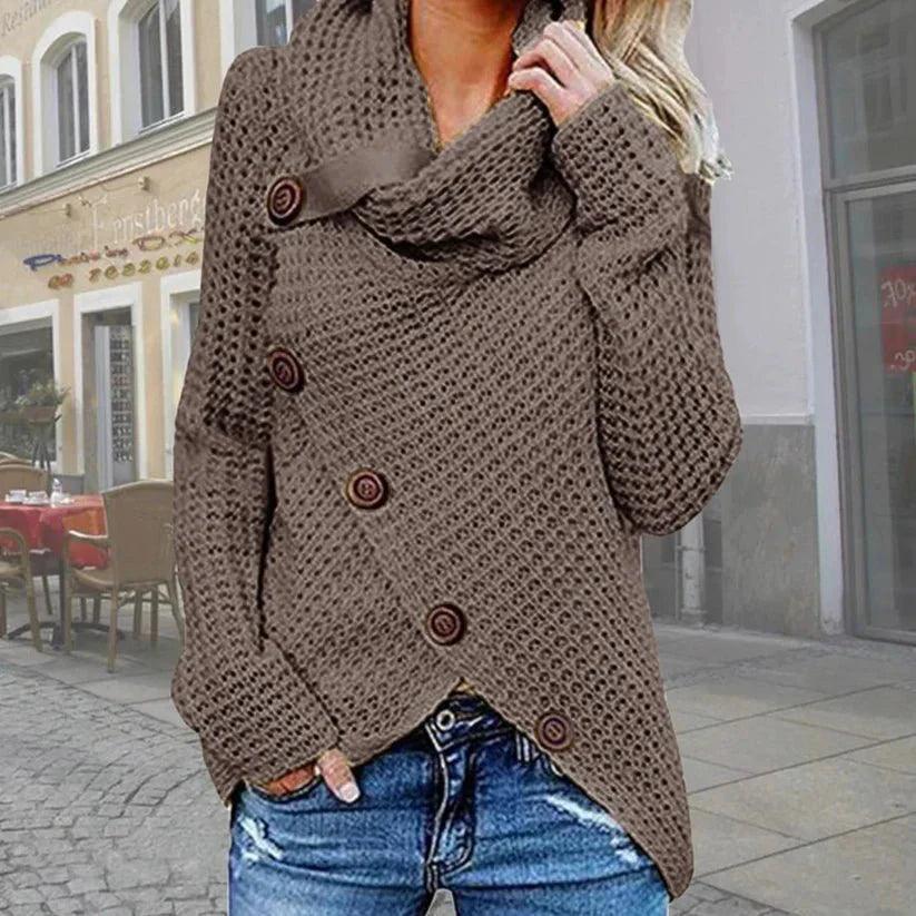 Womens Chic Button-Up Knit Wrap Sweater for Stylish Comfort - Rebooters