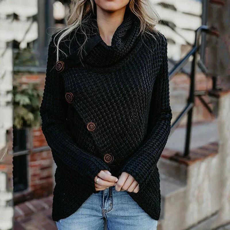 Womens Chic Button-Up Knit Wrap Sweater for Stylish Comfort - Rebooters